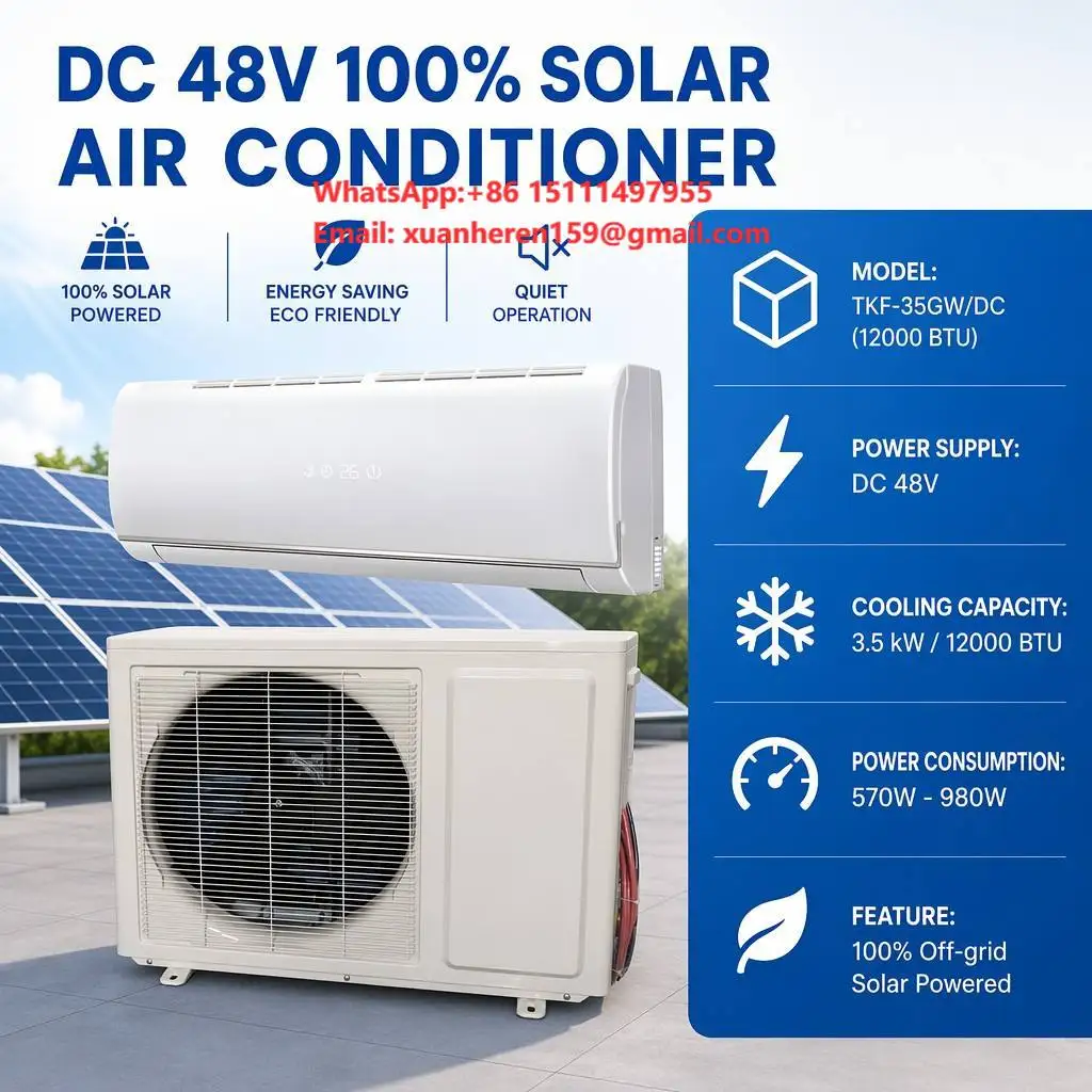48V DC Household Solar Air Conditioner with Cooling and Heating 900024,000 BTU Brushless Compressor