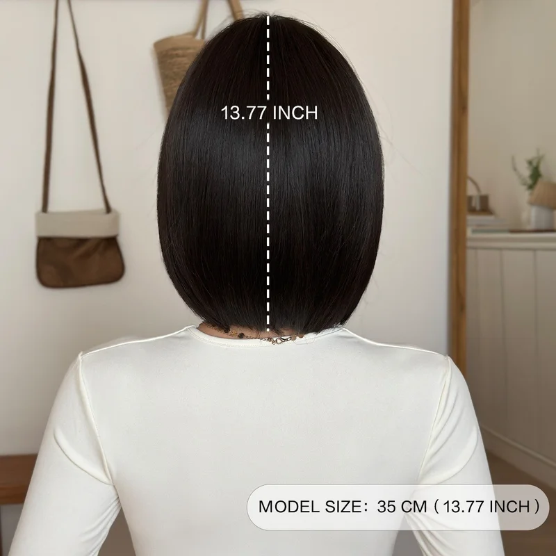 Black short hair  with full head cover and pompadour hairstyle