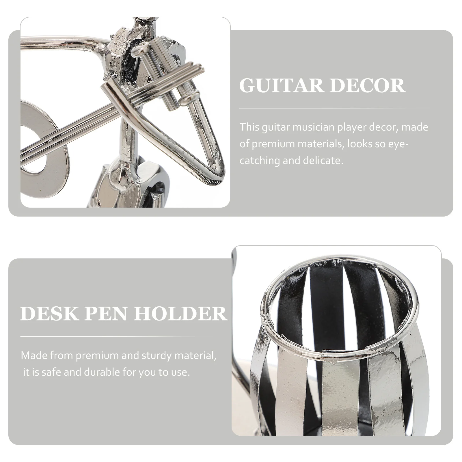 

Iron Musician Guitar Pen Pencil Holder Decorative Desk Accessories Creative Guitar Gifts for Men Music Teacher Gifts