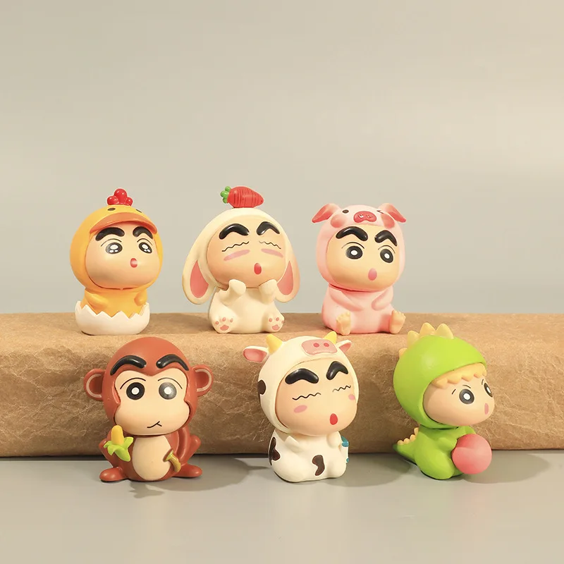 

New Animal Dress Up Crayon Shin-chan Hand Animation Chicken Monkey Cow Pig Dinosaur Shinosuke Doll Decoration Toy