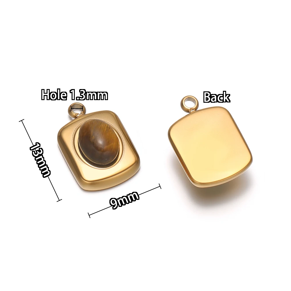 5 Stück Edelstahl-Naturstein-Anhänger in kleinem Rechteckformat für DIY-Schmuck, Halsketten, Anhänger, Ohrringe für Frauen und Mädchen. – Detail 3