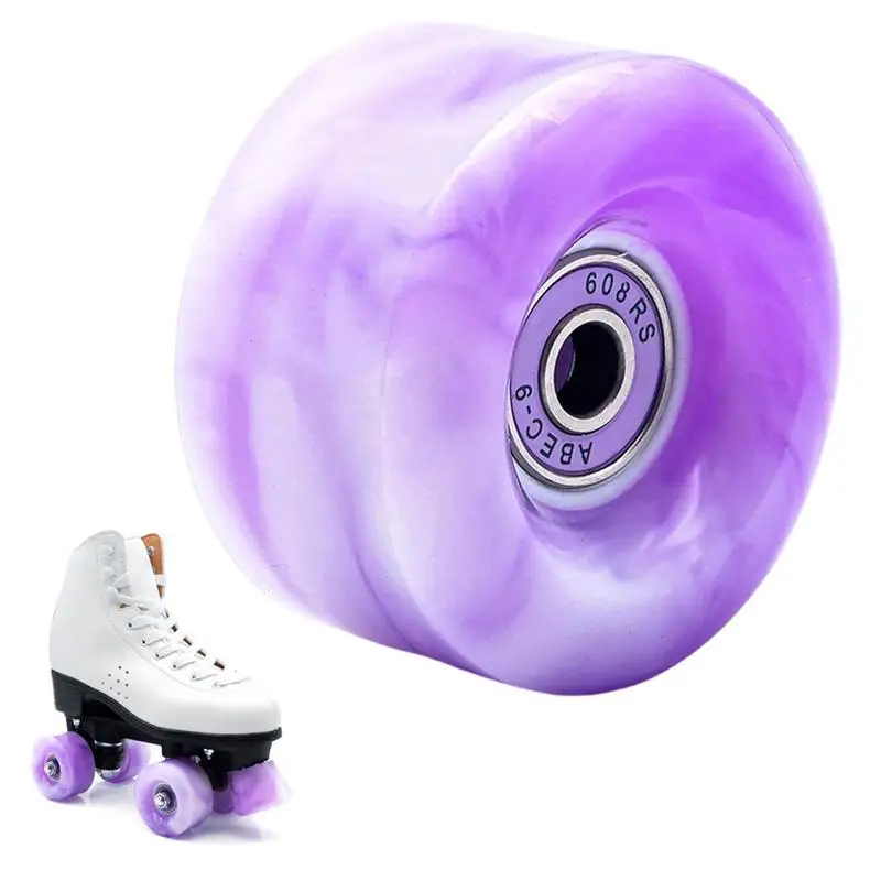 Roller Skate Wheels Indoor Roller Skate Wheel With Bearing PU Mixed Color Wheels For Double Skating Quad Skates Indoor/Outdoor