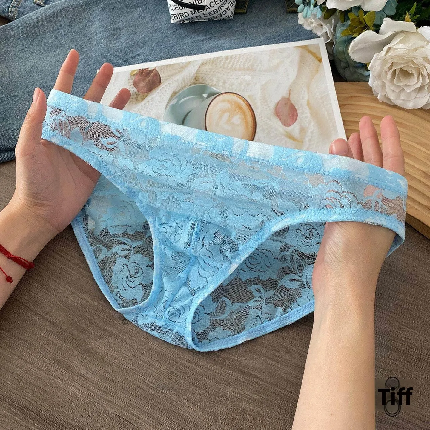 New Men's Low Waist Transparent Lace Net Underwear Lightweight Sexy Pure Desire  Pants Fashionable Headgear