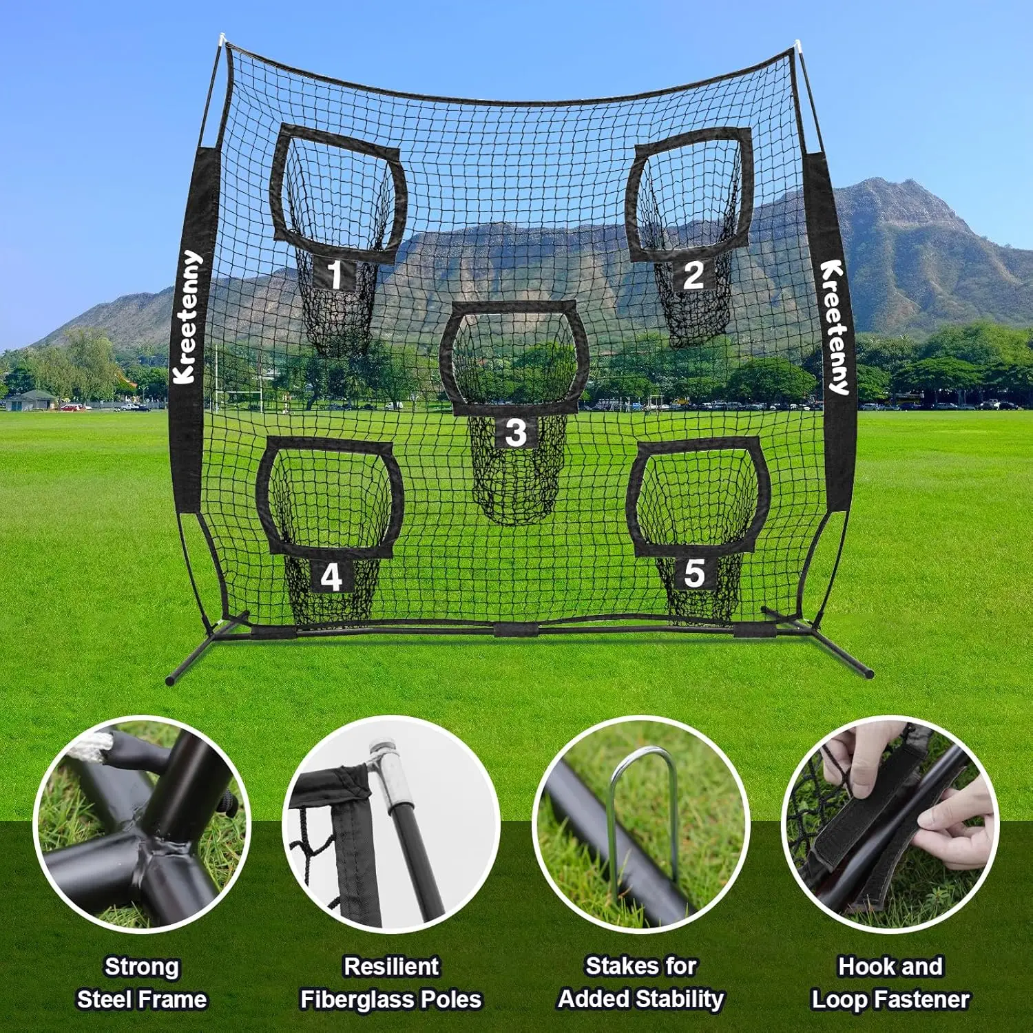 

7*7ft Quarterback Throwing Target Net Football Trainer Training Practice Equipment with 5 Pockets Football Net 2025
