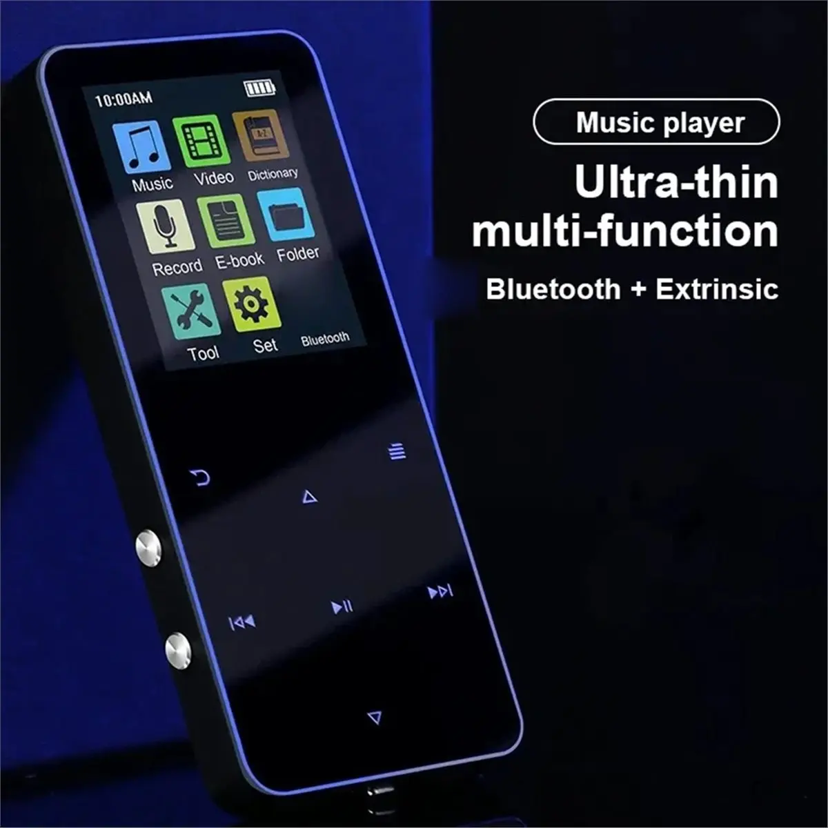 newA10R 1.8 Inch Touch MP3 MP4 Music Player Bluetooth 5.0 Supports Card, with FM Alarm Clock Pedometer E-Book Built-in Speaker