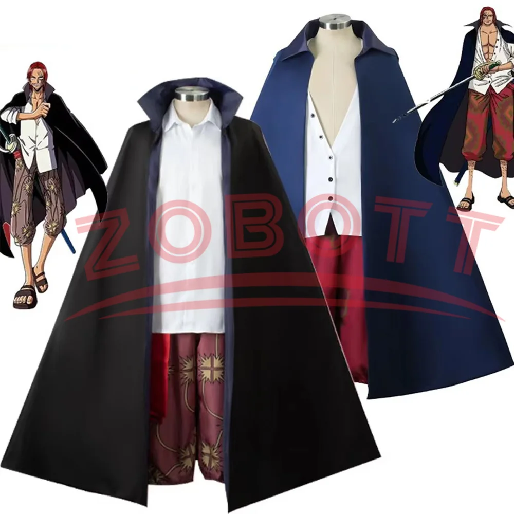 

Anime Red Shanks Cosplay Costume Red Hair Shank COS Uniform Shirt Coat Panty Suit Set Halloween Party Performance Wear Clothing