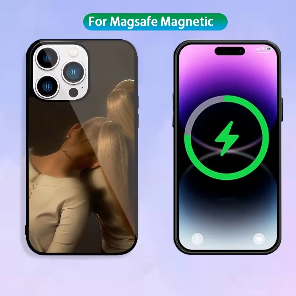 Singer Ariana Grande Phone Case For Magnetic Inductive Charging iPhone 15 14 13 11 12 Max Plus Pro Mini Shell