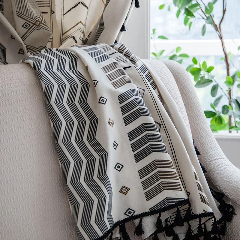 ستائر كتان قطنية بوهيمي ، شرابة بسيطة ، ستائر مطبخ بوهو ، نوافذ غرفة النوم وغرفة المعيشة ، 1 * #5