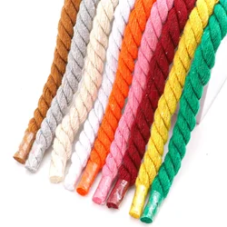 Round Shoelaces for Sneakers Quality Colorful 1CM Thicker Cotton Linen Weaving Bold Shoelace Running Sneakers Boots Shoe Laces