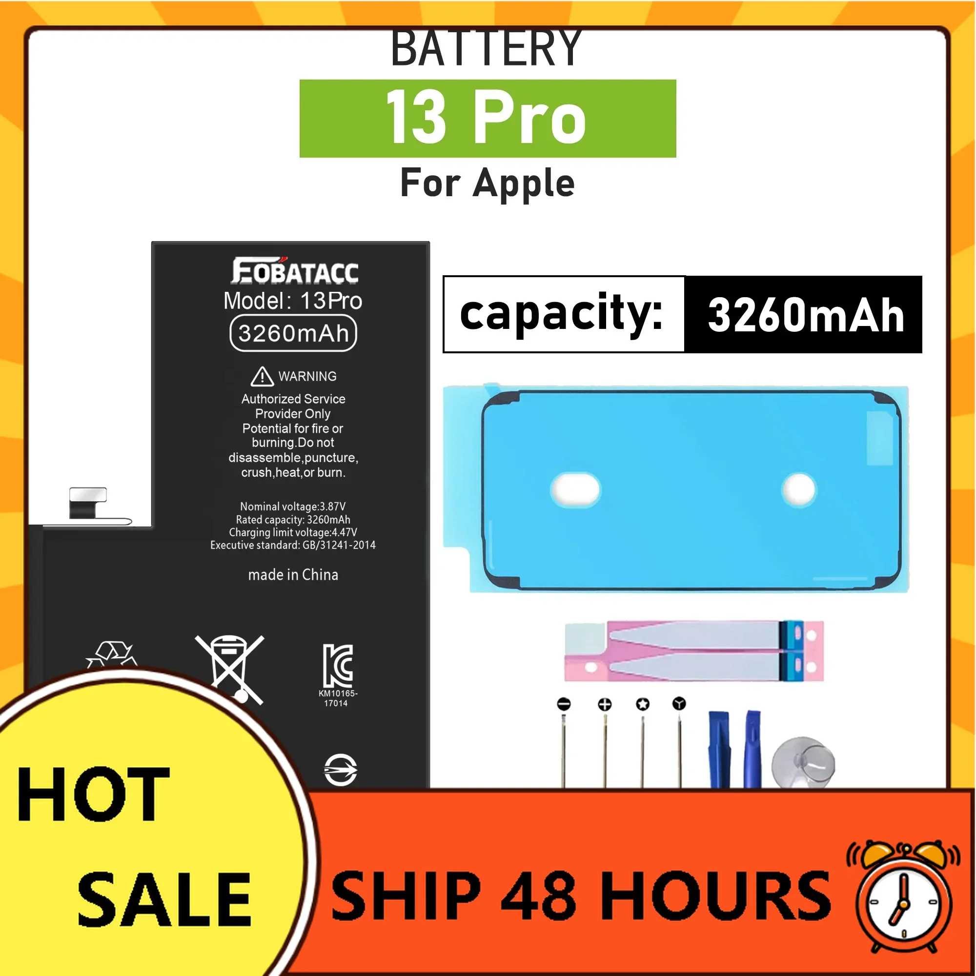 

2025 лет EOTABACC Новый 100% высококачественный аккумулятор для телефона Apple 13 pro 3260 мАч Bateria + бесплатные инструменты
