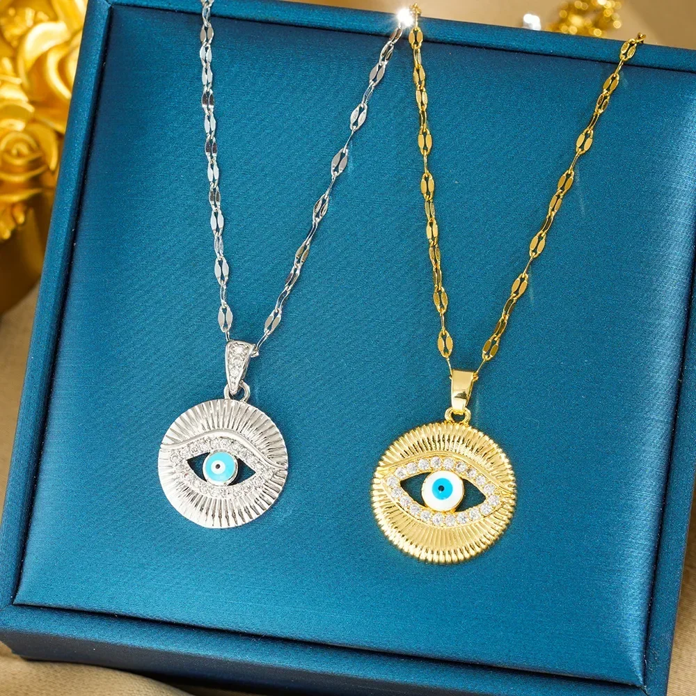 

101This best-selling Devil's Eye blue eye titanium steel necklace is fashionable for women with Turkish eyes