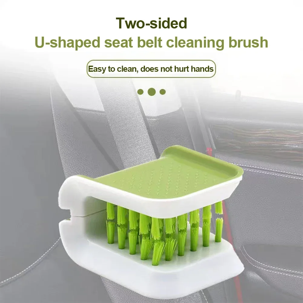 Car Interior Seat Belt Cleaning Special Tool Double-sided U-shaped Folding Tray Sponge Diamond Brush Seat Belt Handguard