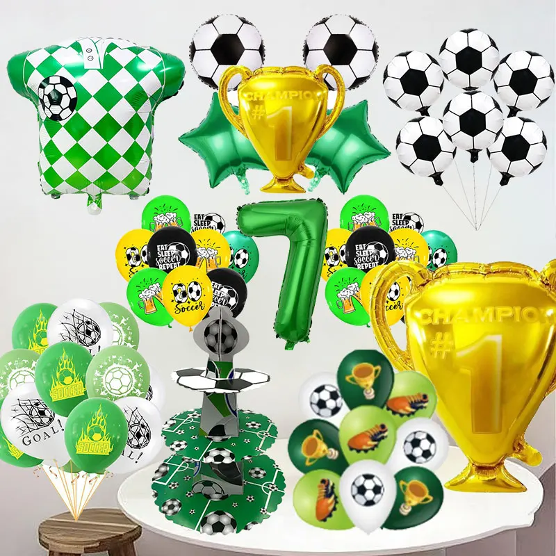 جديد كرة القدم كرة القدم بالونات عيد ميلاد الديكور الصبي الرياضة موضوع رقم الحفلة بالونات اللاتكس الكأس جيرسي كرة القدم لوازم الحفلات