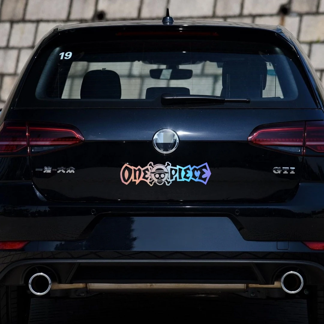 Car Stickers One Piece Logo Luffy Anime Reflective Decals For Door Windshield Bumper Trunk Motorcycles Computer Case