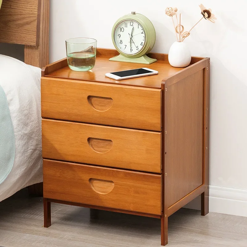 Modern Simple Style Nightstand with Solid Wood Design and Luxurious Storage Cabinet, Perfect for Bedside Decor