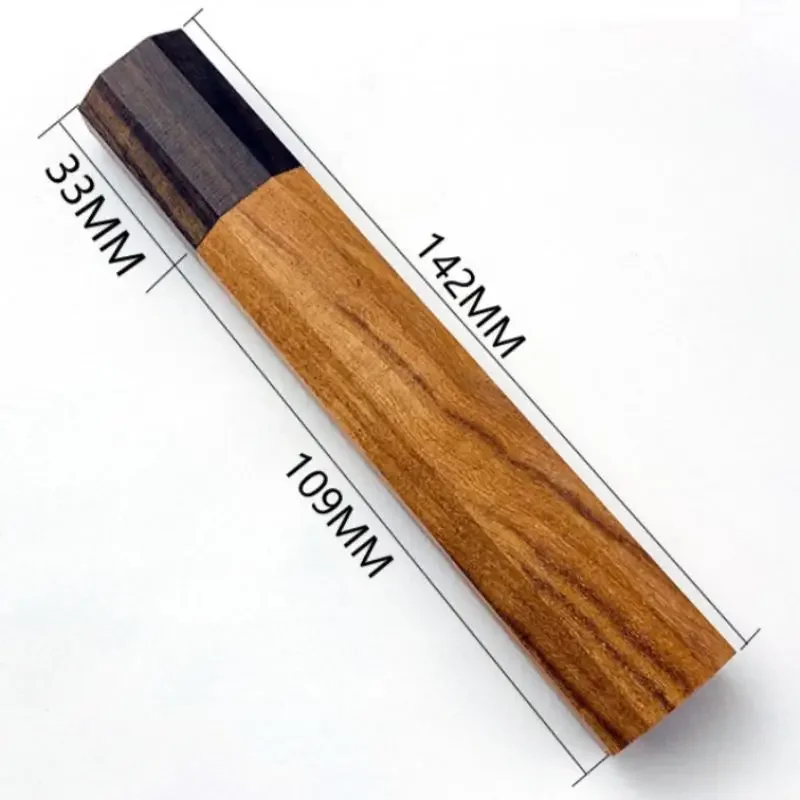 1Pc Original Cut Red Wood Knife Handle Octagonal Japanese Style for Kitchen Knife DIY 2.8mm Hole Diameter