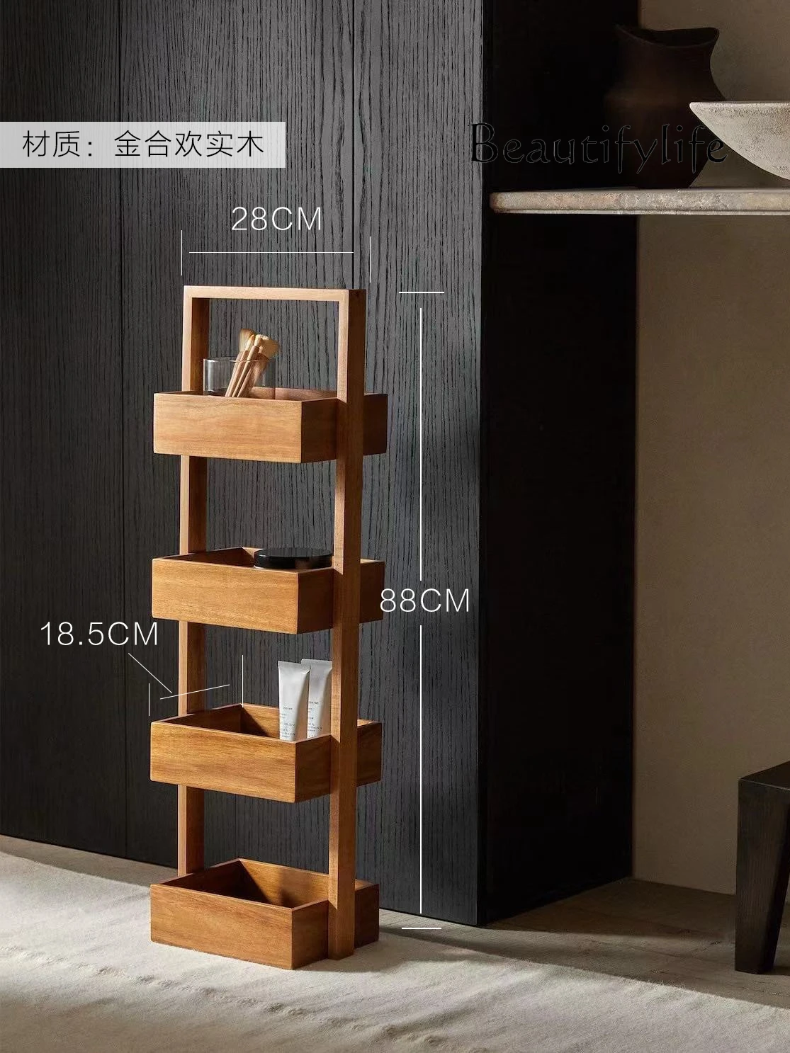 Wooden Storage Shelf Kitchen Bathroom Living Room Solid Wood Storage Rack Sundries Rack