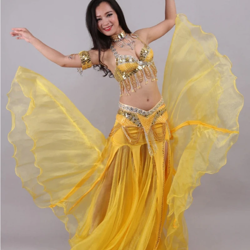 Female Adult Belly Dance Costume Bead Embroidery Five Piece Set Stage Performance Costume Indian Dance Costume Dance Skirt