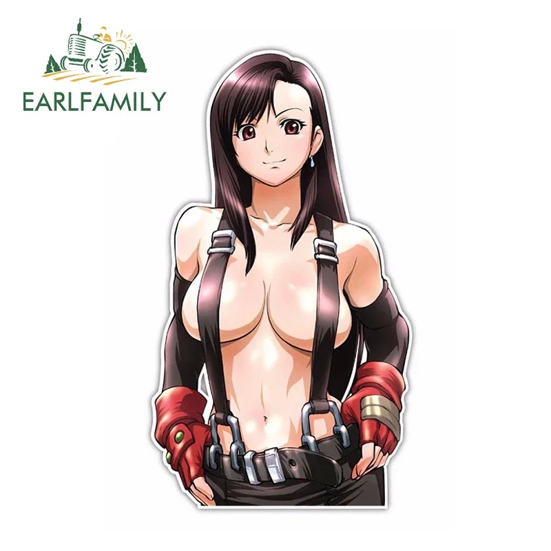 EARLFAMILY Sexy Girl Car Stickers Cartoon Car Styling Vinyl Decal Anime Graphic Window Wiper Tailgate Waterproof Car Accessories