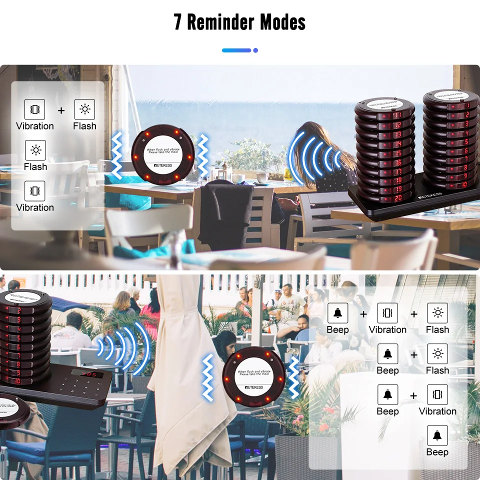 Imagem -03 - Tetekess-pager de Copo para Chamada de Restaurante 10 Peças para Td163 Sistema de Chamada sem Fio para Igrejas Salões de Beleza