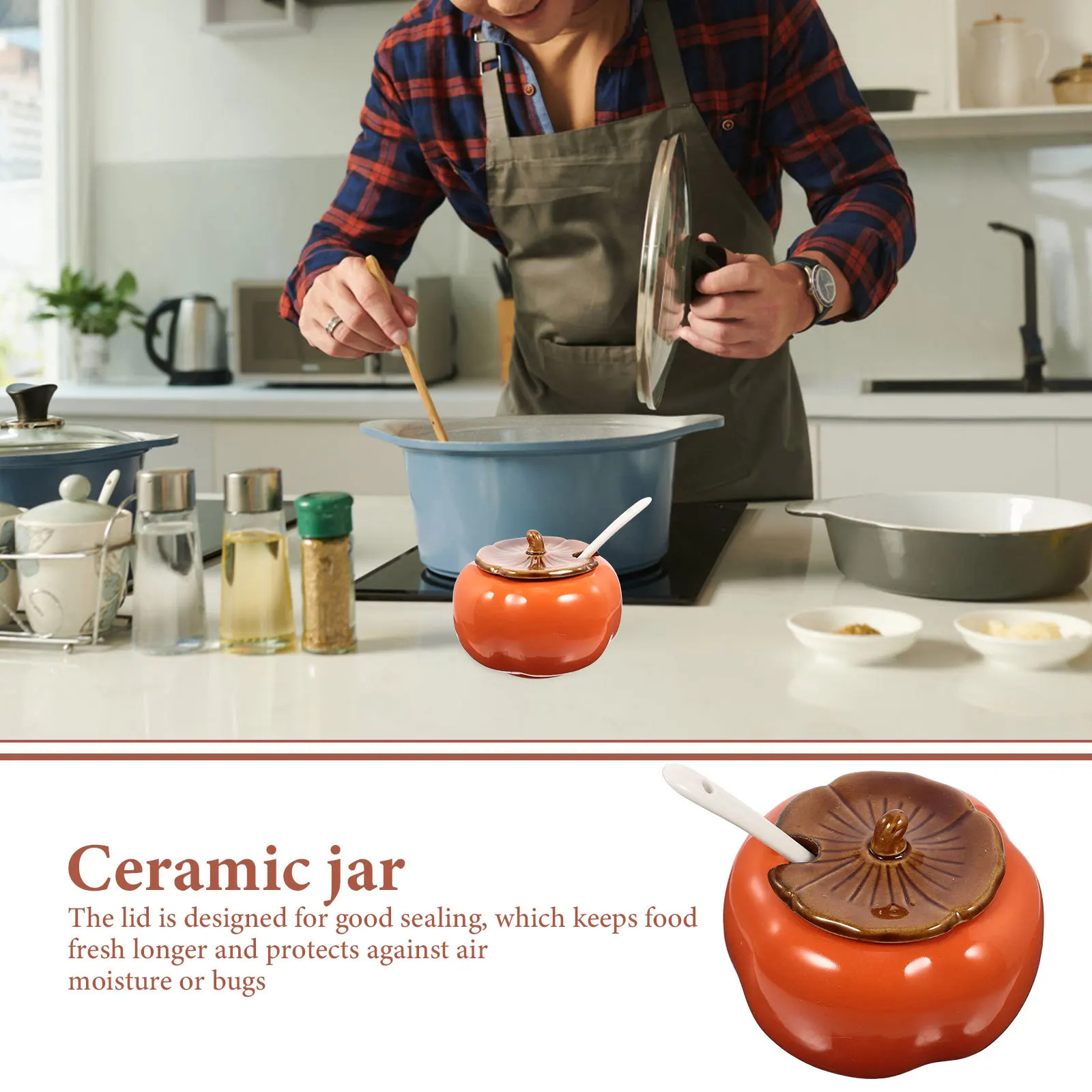 

1Set Ceramic Spice Jar Multipurpose Airtight Container for Tea Coffee Sugar Salt Seasoning Storage Household Kitchen Canister