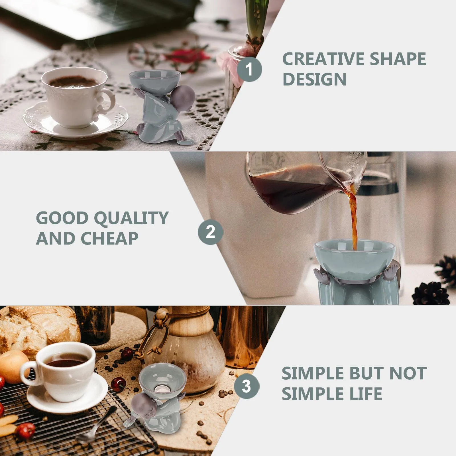 

1Set Ceramic Tea Leak Monk Shape Creative Tea Filter Home Table Ornament Lovely Monks Desktop Decoration Monk Shape Decoration