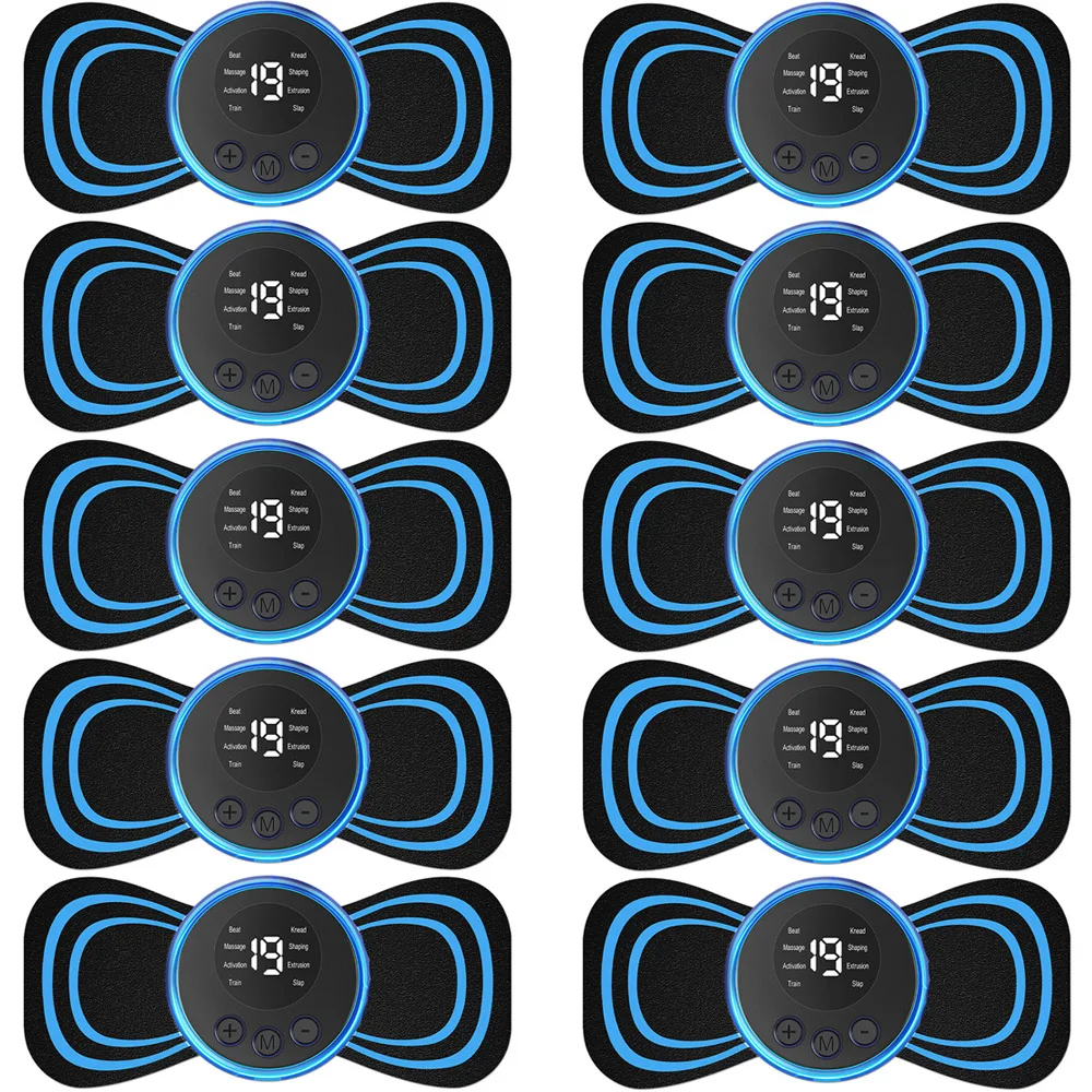 10pcs USB Electric Neck Massager EMS Muscle Massage Stimulator Low Frequency Back Cervical Calf Patches Pain Joints Mini Device
