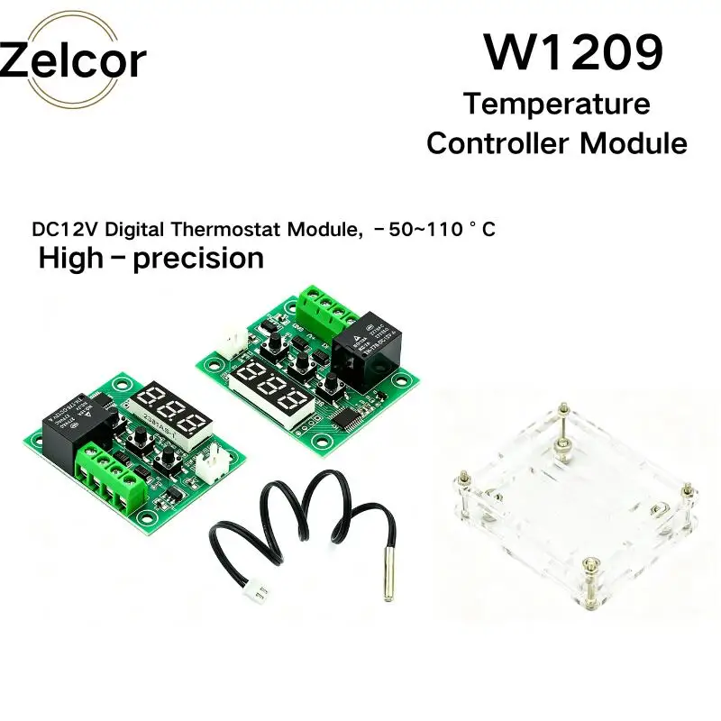W1209 Temperature Controller W1209 Blue/Red light DC 12V Heat Cool Temp Thermostat Temperature W1209 Temperature Controller