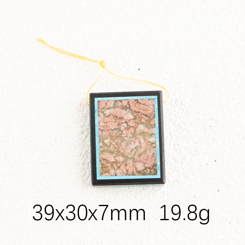 B&F Picture Pendant for Necklace Obsidian HowliteOcean Jasper—Handmade Jewelry Charm Gift Accessories 39x30x7mm 19.8g