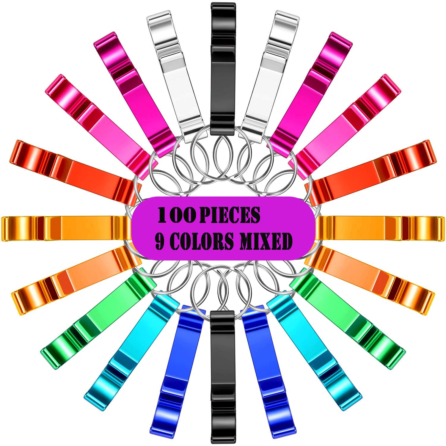 100Pcs Aluminum Alloy Multicolor Beverage Beer Bottle Opener Wedding Favors Party For Guests Promotion Gift Keychains