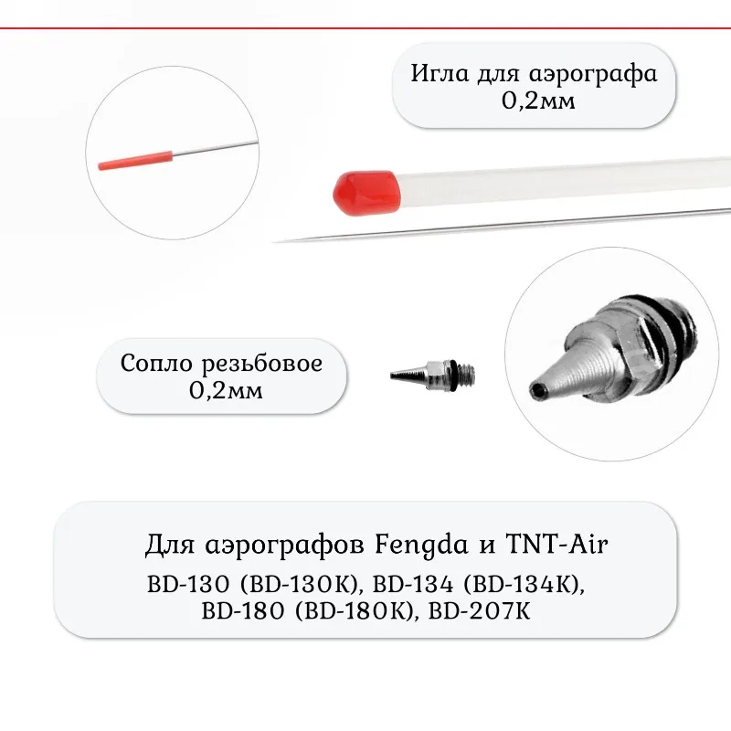 ABDJ-Precision For Fine Lines And Stippling- For Airbrush Fengda 0.2Mm Threaded Nozzle And Needle Set- Detailing Tool