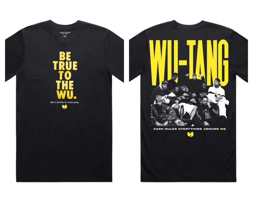 Wu-Tang Clan Be True To The WU Doppelseitig Bedrucktes T-Shirt Retro Hip-Hop Gruppenfoto T-Shirt Y2K Herren Damen Gothic Baumwoll-T-Shirts – Detail 3