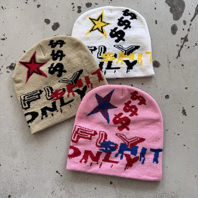 1pc Unisex Jacquard beanie Hat with Star Print,Casual and Versatile,Warm for Autumn and Winter Outdoor Streetwear Hip-hop Style