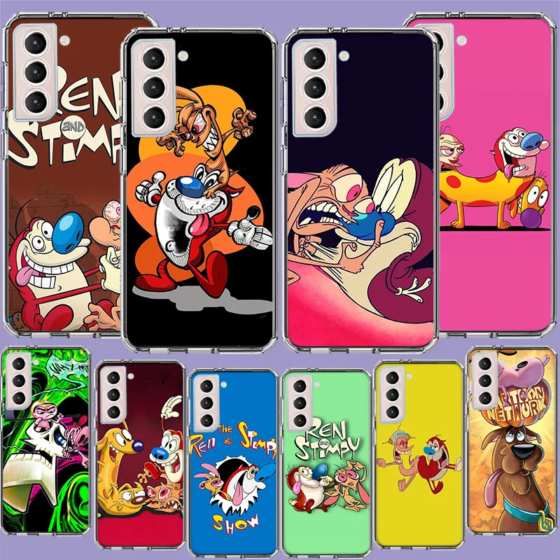 Anime Ren and S-stimpy Phone Case For Samsung Galaxy S25 Edge S24 S23 FE S21 S20 S10 Plus S22 S26 Ultra Cover Clear Cases TPU Ca