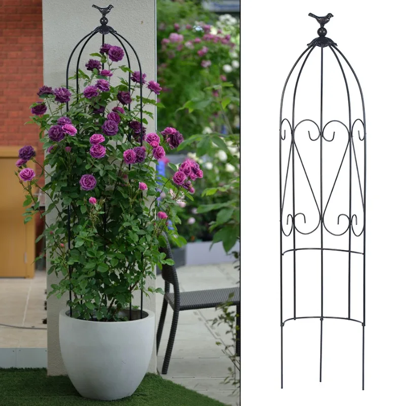 European Style Trellis Climbing Plant Support for Clematis & Roses Decorative Bird Cage Flower Rack Multi-Functional Plant Cages