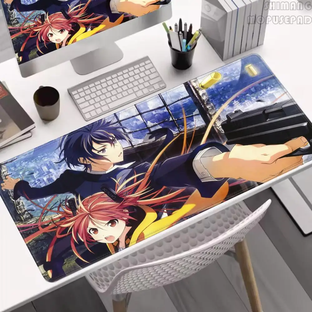

XXL Black Bullet Anime Mouse Pad 100×50cm Rug Non-slip Large Lockedge Office Student Gaming Cushion Mouse Mat Esports Desk Mats