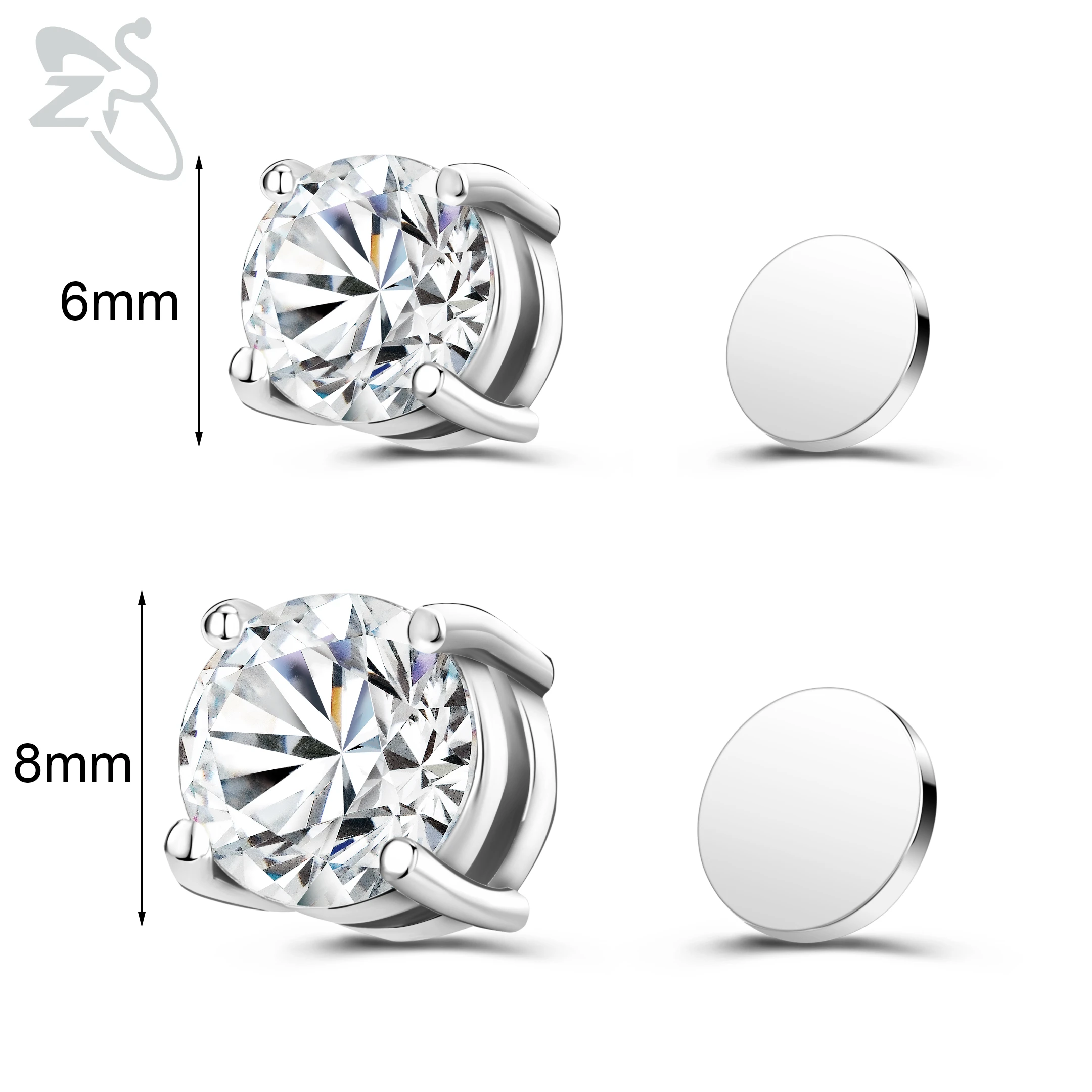 ZS 1 Stück magnetische Clip-on-Ohrringe, Stern-Herzform, CZ-Kristall-Ohrclip, kein Piercing, Ohrstecker, kein durchbohrter Ohrring-Schmuck, 4–8 mm – Detail 15