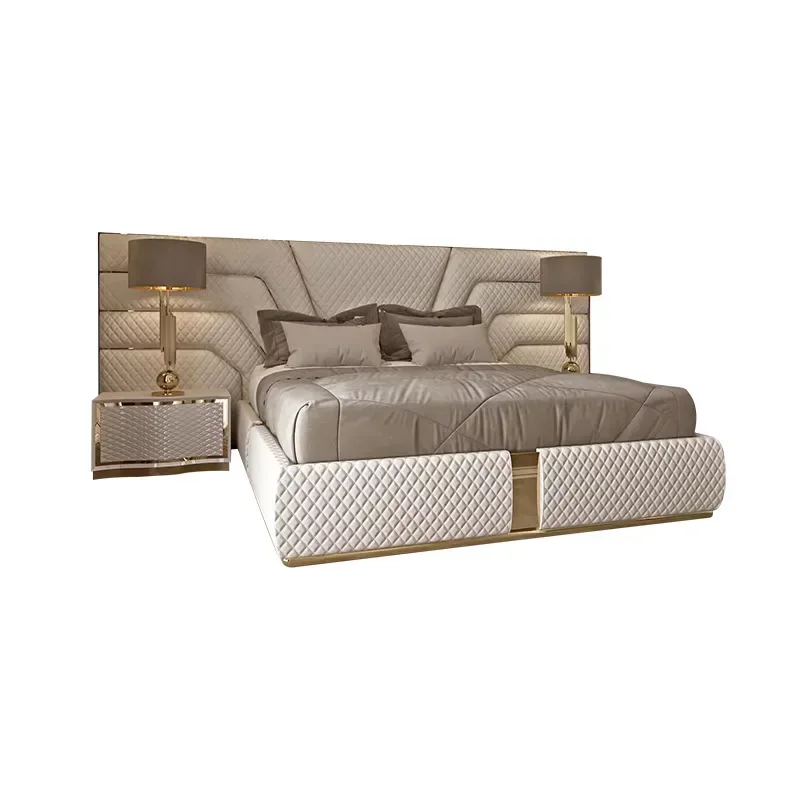 

Light Luxury Deluxe Bed Modern European King Bed, Full Size Bedroom Bed