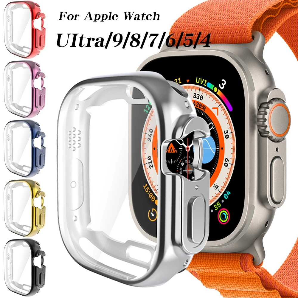 

360 Full Soft Protective Case for Apple Watch Ultra 2 49mm TPU Screen Protector Bumper for iWatch Series 9/7/8 41mm 45mm Cover