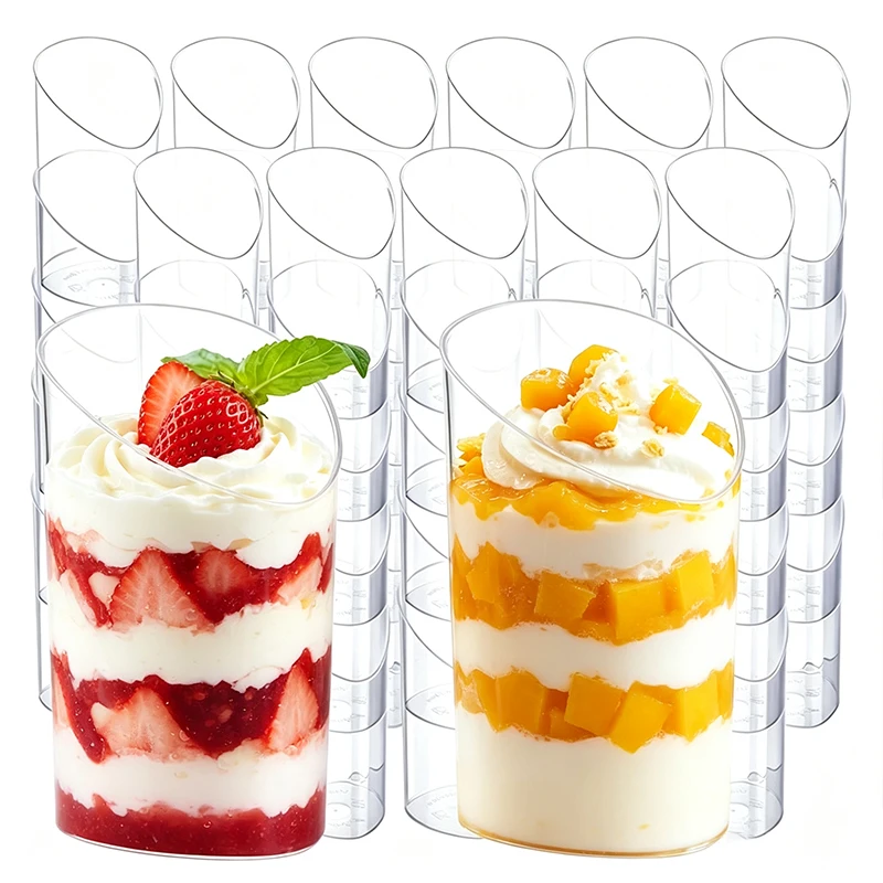 10/20/40PCS Disposable Dessert Cups Clear Plastic Ice Cream Cups Mini Appetizer Cups for Party Wedding Birthday Dessert Serving