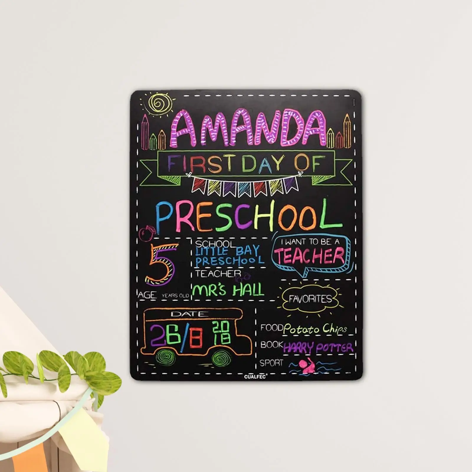 First and Last School Day Board Sign Wooden Back to School Chalkboard Sign for Kindergarten Nursery Household School Children