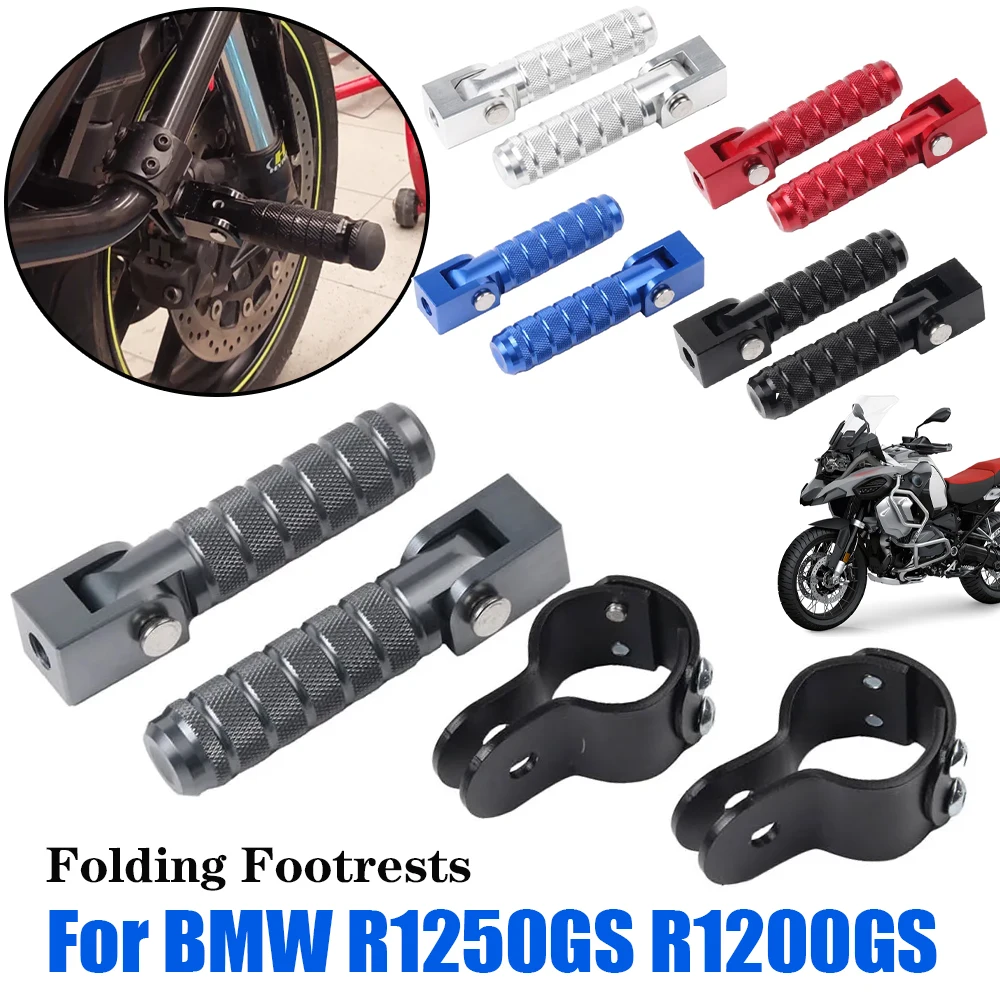 For BMW R1250GS R1200GS F750GS F850GS F 850 R 1250 1200 GS Footrests Accessories Highway Front Foot Pegs Folding Footpegs Clamps