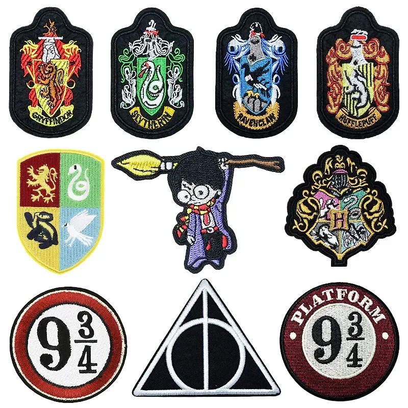 Harries Magic Academy Anime Figure Embroidery Patches on Clothes Stickers for Jacket Cartoon Potter Pants Bag Clothing Patch