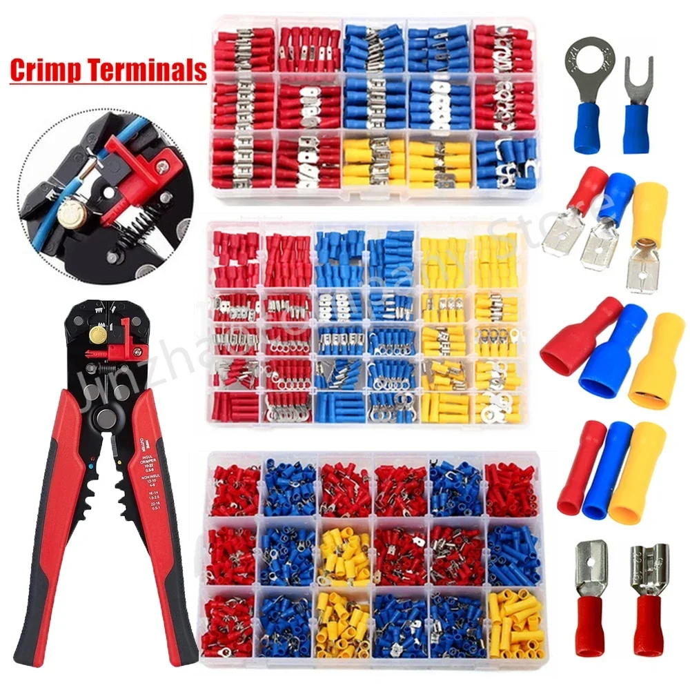 280/480/1200PCS Insulated Cable Connector Electrical Wire Crimp Spade Butt Ring Fork Set Ring Lugs Rolled Terminals Assorted Kit