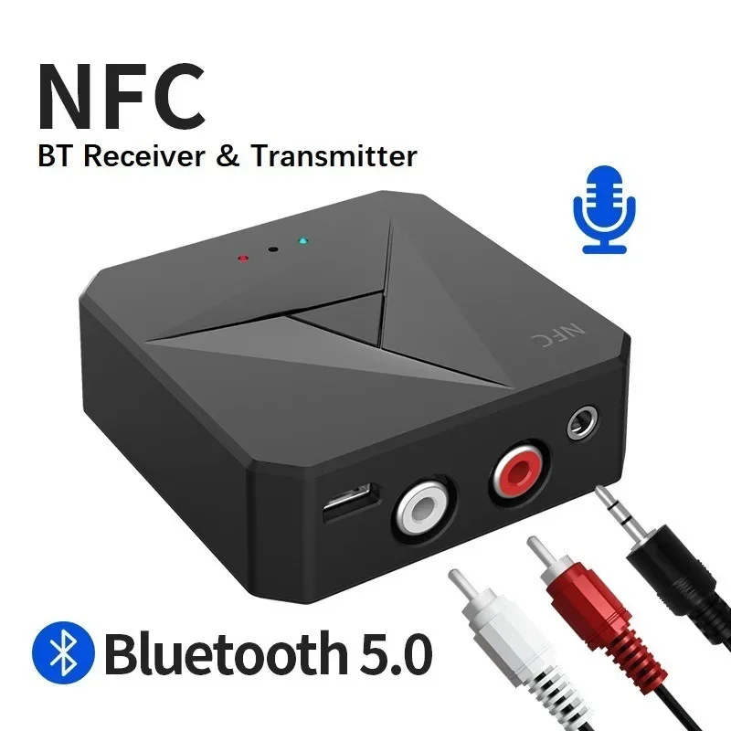 

2 in 1 Bluetooth Transmitter NFC Desktop Bluetooth Receiver 3.5AUX Car Speaker Receiver RCA Audio Receiver