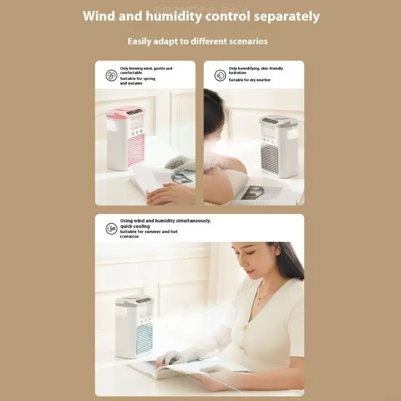 

Portable Air Conditioner Fan Humidifying Fan Desktop Fan with Night Light Household Sprayer Refrigeration Conditioner N58D