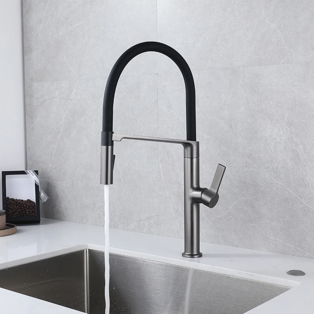 Modern Stainless Steel Kitchen Faucet Flexible Silicone Swivel Spout Deck Mounted