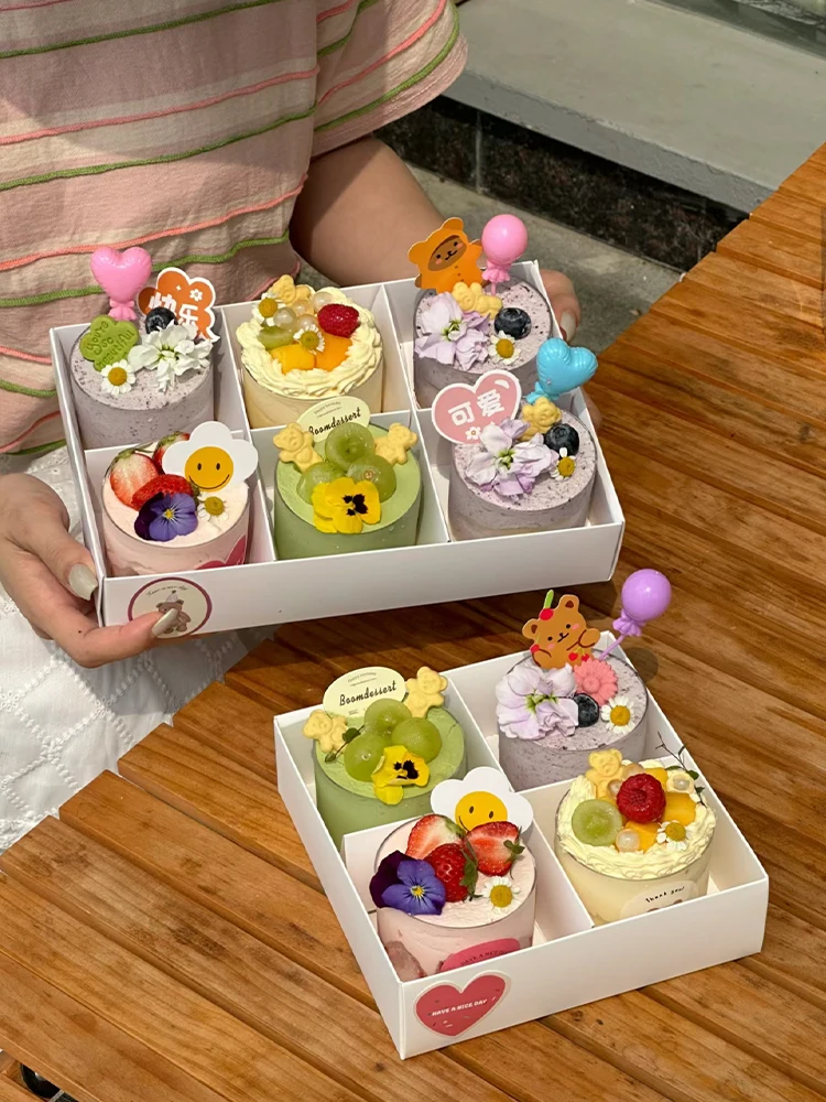 Caja de embalaje Sweet Dert, diseño de cuatro por seis ids, olla caliente para llevar, hornear, pausa para el té, Picnic, día de la madre, fiambrera para llevar