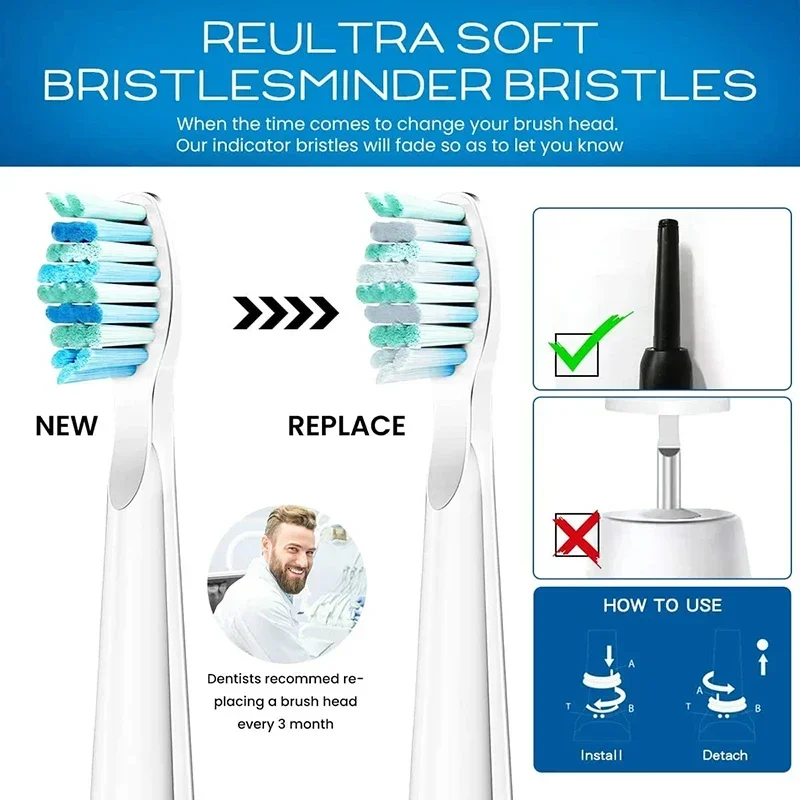 2/5/10Pcs Replaceable Brush Heads Dupont Bristle Brush For Seago/Fairywill Electric Toothbrush FW/SG 507/508/515/551/917/959/908