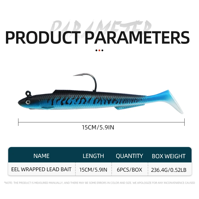 ShareShark 6pcs/box 15cm30g Carp Pesca Lead Jig Head Eel Lure Soft Fishing Lure Swimbait Artificial Bait Sea